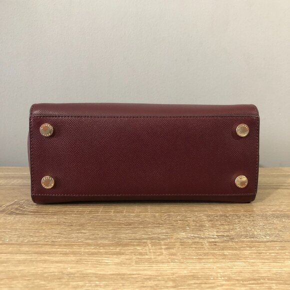 Michael Kors Selma Medium Saffiano Leather Merlot/Wine Satchel Crosbody Handbag - Picture 6 of 16